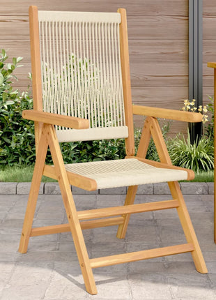 Tuinstoelen 2 st massief acaciahout en polypropeen beige