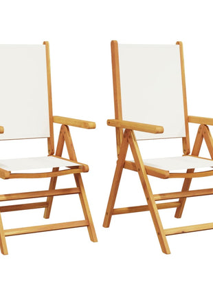 Tuinstoelen 2 st inklapbaar acaciahout en stof crèmewit