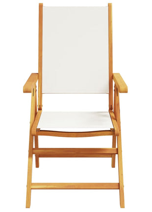 Tuinstoelen 2 st inklapbaar acaciahout en stof crèmewit