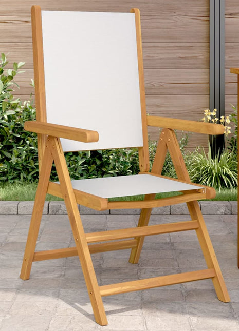 Tuinstoelen 2 st inklapbaar acaciahout en stof crèmewit