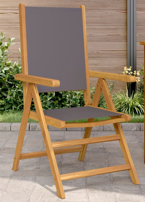 Tuinstoelen 2 st inklapbaar acaciahout en stof antracietkleurig