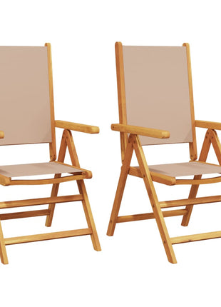 Tuinstoelen 2 st massief acaciahout en stof taupe