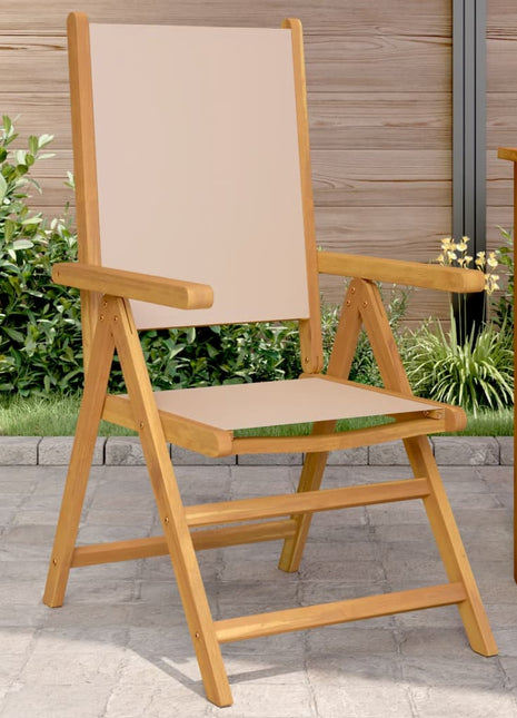 Tuinstoelen 2 st massief acaciahout en stof taupe