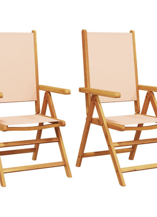 Tuinstoelen 2 st massief acaciahout en stof beige