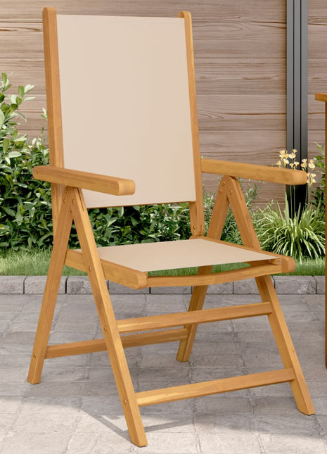 Tuinstoelen 2 st massief acaciahout en stof beige