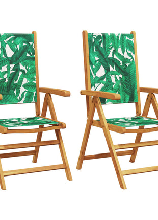 Tuinstoelen 2 st bladpatroon massief acaciahout en stof