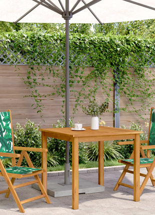 Tuinstoelen 2 st bladpatroon massief acaciahout en stof