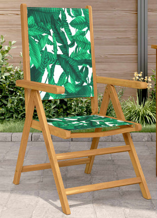 Tuinstoelen 2 st bladpatroon massief acaciahout en stof