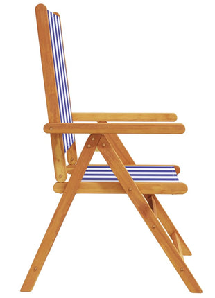 Tuinstoelen 2 st massief acaciahout en stof blauw en wit