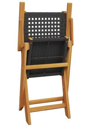 Tuinstoelen 2 st massief acaciahout en poly rattan zwart