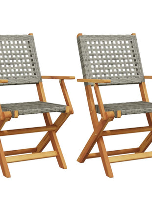 Tuinstoelen 2 st massief acaciahout en poly rattan grijs