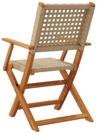 Tuinstoelen 2 st massief acaciahout en poly rattan beige