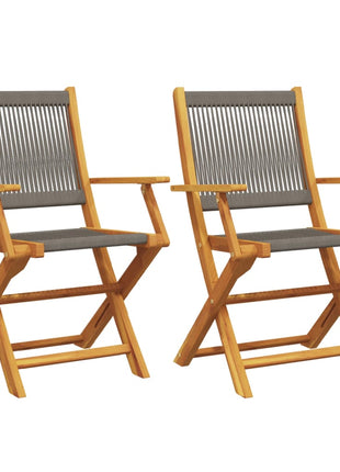 Tuinstoelen 2 st massief acaciahout en polypropeen grijs