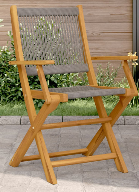 Tuinstoelen 2 st massief acaciahout en polypropeen grijs