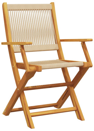 Tuinstoelen 2 st massief acaciahout en polypropeen beige
