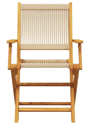 Tuinstoelen 2 st massief acaciahout en polypropeen beige