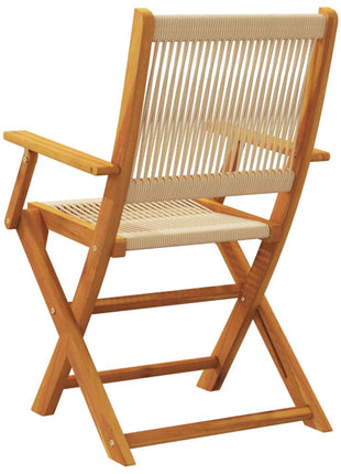 Tuinstoelen 2 st massief acaciahout en polypropeen beige