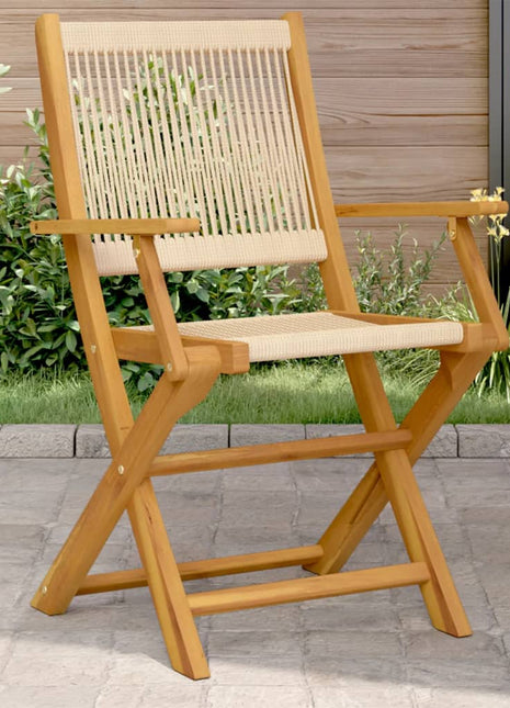 Tuinstoelen 2 st massief acaciahout en polypropeen beige