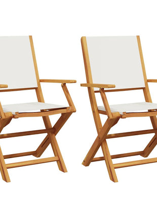 Tuinstoelen 2 st inklapbaar acaciahout en stof crèmewit