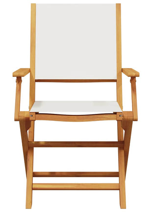 Tuinstoelen 2 st inklapbaar acaciahout en stof crèmewit