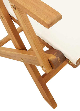 Tuinstoelen 2 st inklapbaar acaciahout en stof crèmewit