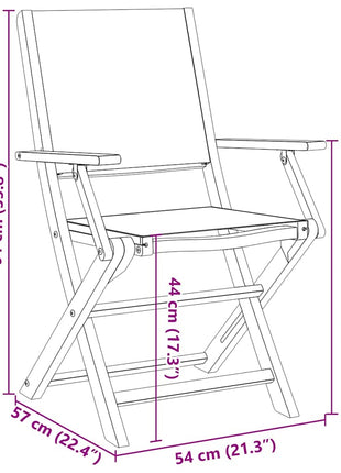 Tuinstoelen 2 st inklapbaar acaciahout en stof crèmewit