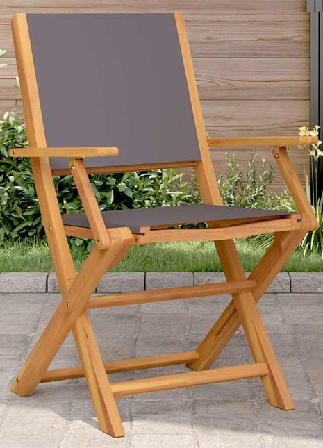 Tuinstoelen 2 st inklapbaar acaciahout en stof antracietkleurig
