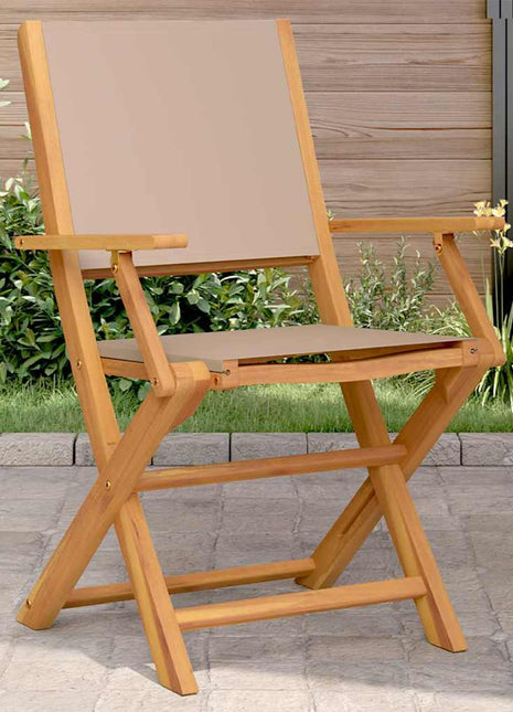 Tuinstoelen 2 st massief acaciahout en stof taupe