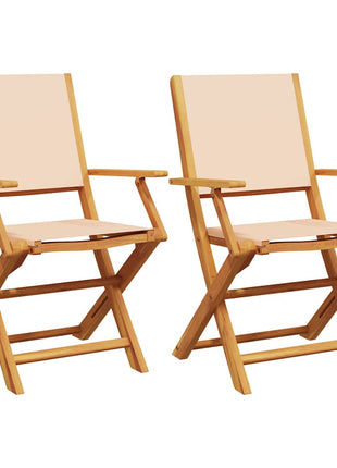 Tuinstoelen 2 st massief acaciahout en stof beige