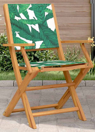 Tuinstoelen 2 st bladpatroon massief acaciahout en stof