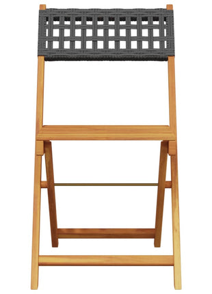 Bistrostoelen 2 st massief acaciahout en poly rattan zwart
