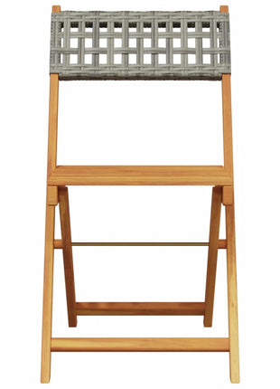 Bistrostoelen 2 st massief acaciahout en poly rattan grijs