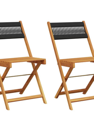 Bistrostoelen 2 st massief acaciahout en touw zwart