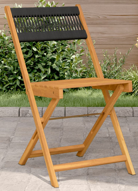 Bistrostoelen 2 st massief acaciahout en touw zwart