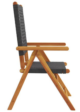 Tuinstoelen 2 st massief acaciahout en poly rattan zwart