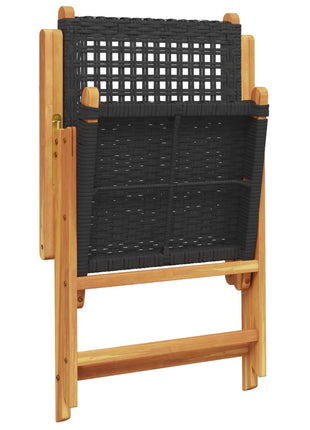 Tuinstoelen 2 st massief acaciahout en poly rattan zwart