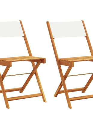Bistrostoelen 2 st massief acaciahout en stof crèmewit
