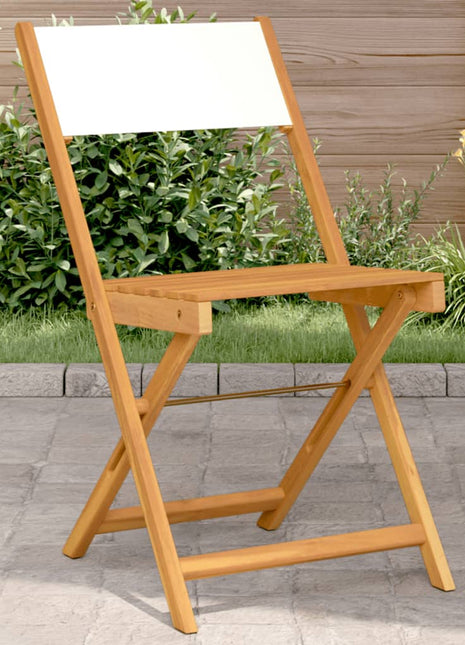 Bistrostoelen 2 st massief acaciahout en stof crèmewit