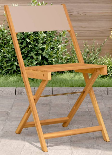 Bistrostoelen 2 st massief acaciahout en stof taupe