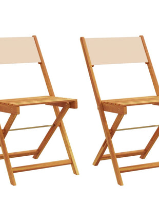 Bistrostoelen 2 st massief acaciahout en stof beige