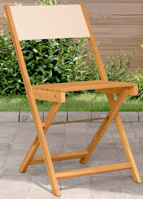 Bistrostoelen 2 st massief acaciahout en stof beige