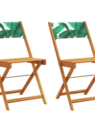 Bistrostoelen 2 st bladpatroon massief acaciahout en stof