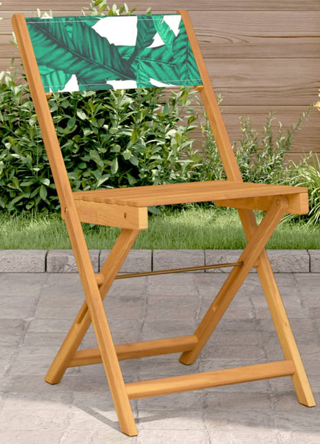 Bistrostoelen 2 st bladpatroon massief acaciahout en stof