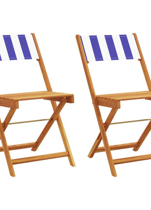 Bistrostoelen 2 st massief acaciahout en stof blauw en wit