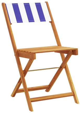 Bistrostoelen 2 st massief acaciahout en stof blauw en wit
