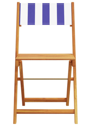 Bistrostoelen 2 st massief acaciahout en stof blauw en wit