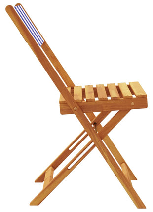 Bistrostoelen 2 st massief acaciahout en stof blauw en wit