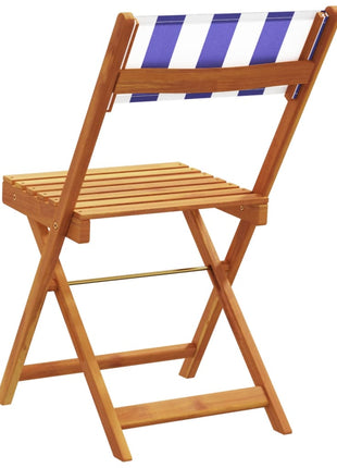 Bistrostoelen 2 st massief acaciahout en stof blauw en wit