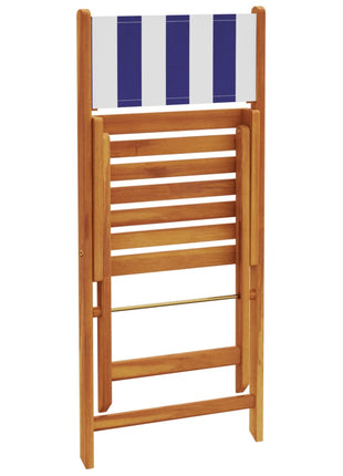 Bistrostoelen 2 st massief acaciahout en stof blauw en wit