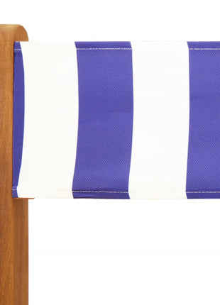Bistrostoelen 2 st massief acaciahout en stof blauw en wit